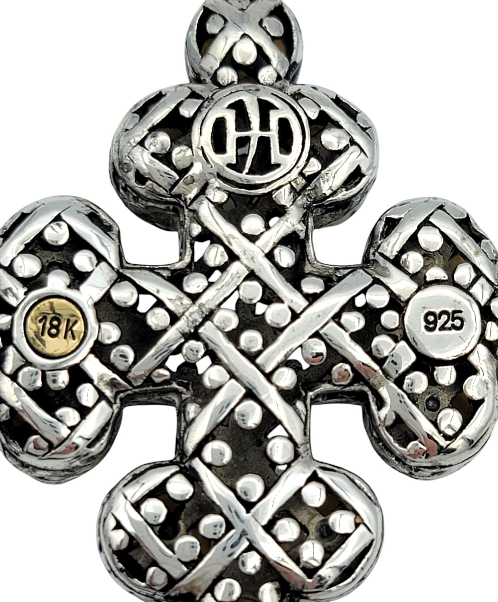 John Hardy Ciondolo a forma di croce di Jaisalmer in argento sterling e oro giallo 18 carati In condizioni buone a Scottsdale, AZ