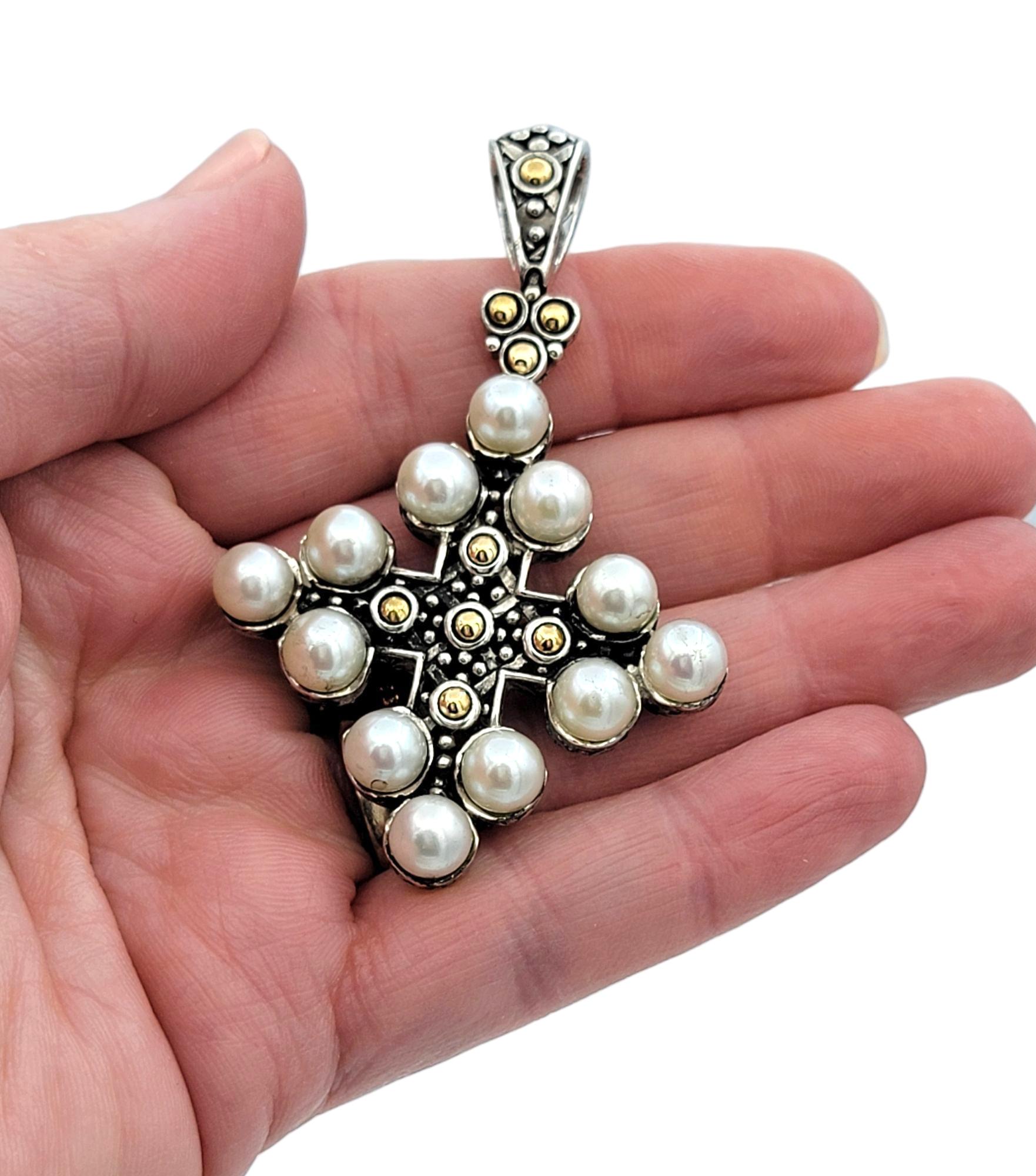 da uomo o donna John Hardy Ciondolo a forma di croce di Jaisalmer in argento sterling e oro giallo 18 carati