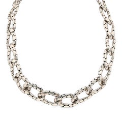 John Hardy Pebble Dot Kali Chain Flat Link Necklace 925 Sterling Silver