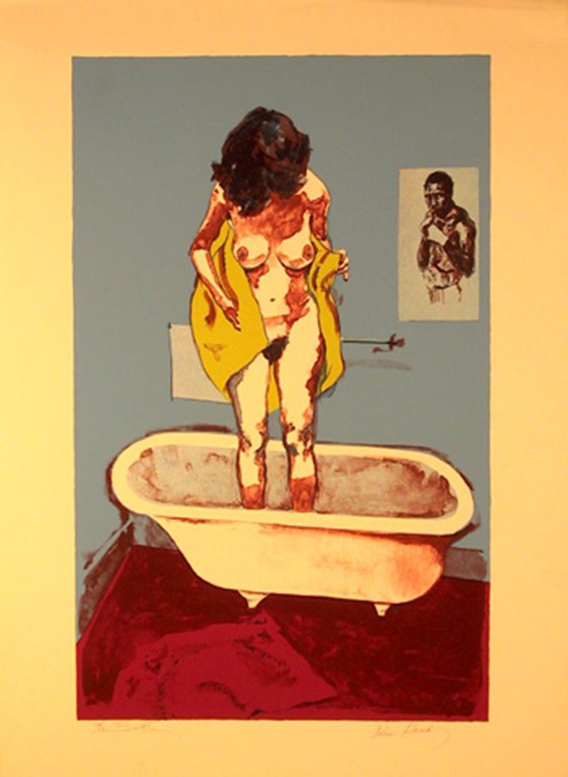 John Hardy (Artist) Nude Print - Bath, Lithograph by John Hardy