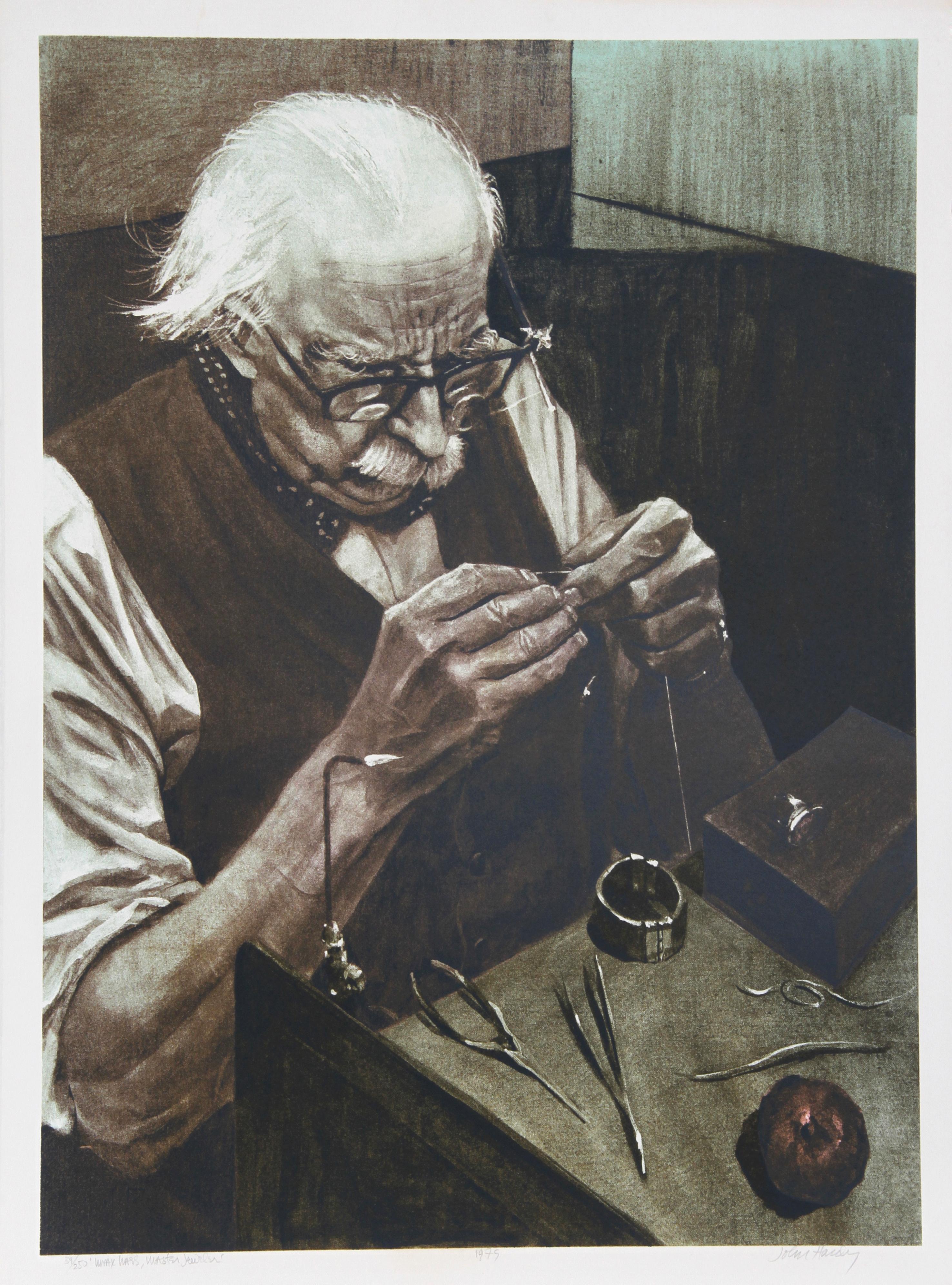 John Hardy (Artist) Figurative Print - Master Jeweler, Lithograph by John Hardy