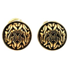 John Hardy Rare Gold Round Button Lever Back Earrings