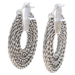 John Hardy Rata Chain Hoop Earrings - Sterling Silver 925 Pierced