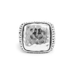 John Hardy Retired 925 Sterling Silver Palu Hammered Square Cocktail Ring