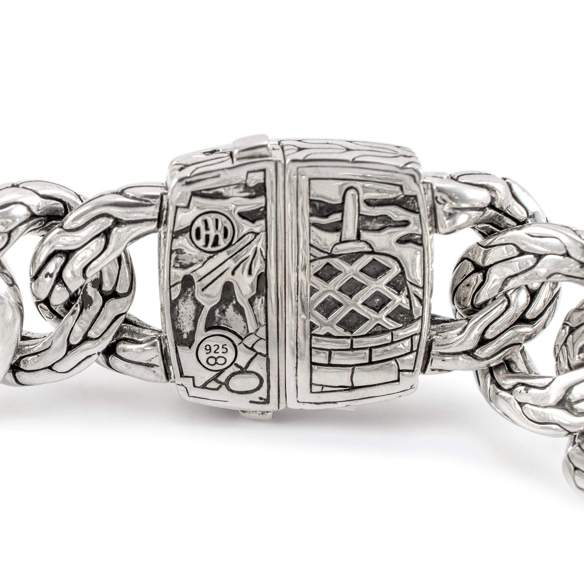 John Hardy Retired 925 Sterlingsilber Weißer Topas Lava Feuer Breites Gliederarmband 1