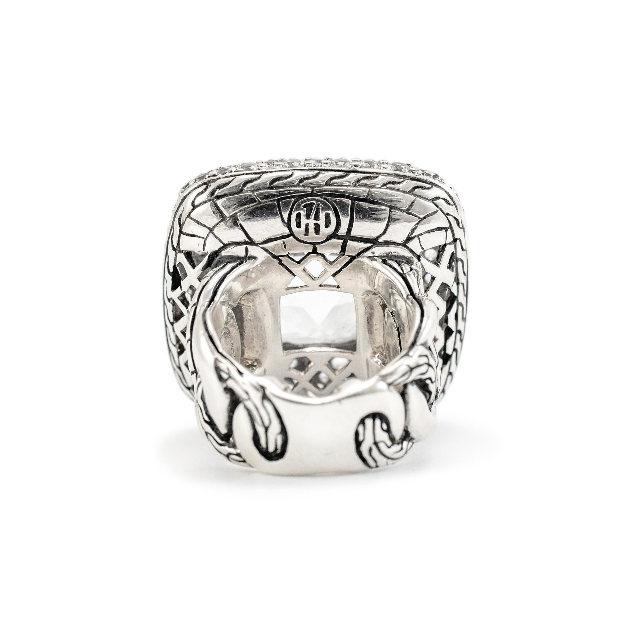 John Hardy, bague cocktail Batu Klasik, topaze blanche vieillie Pour femmes en vente