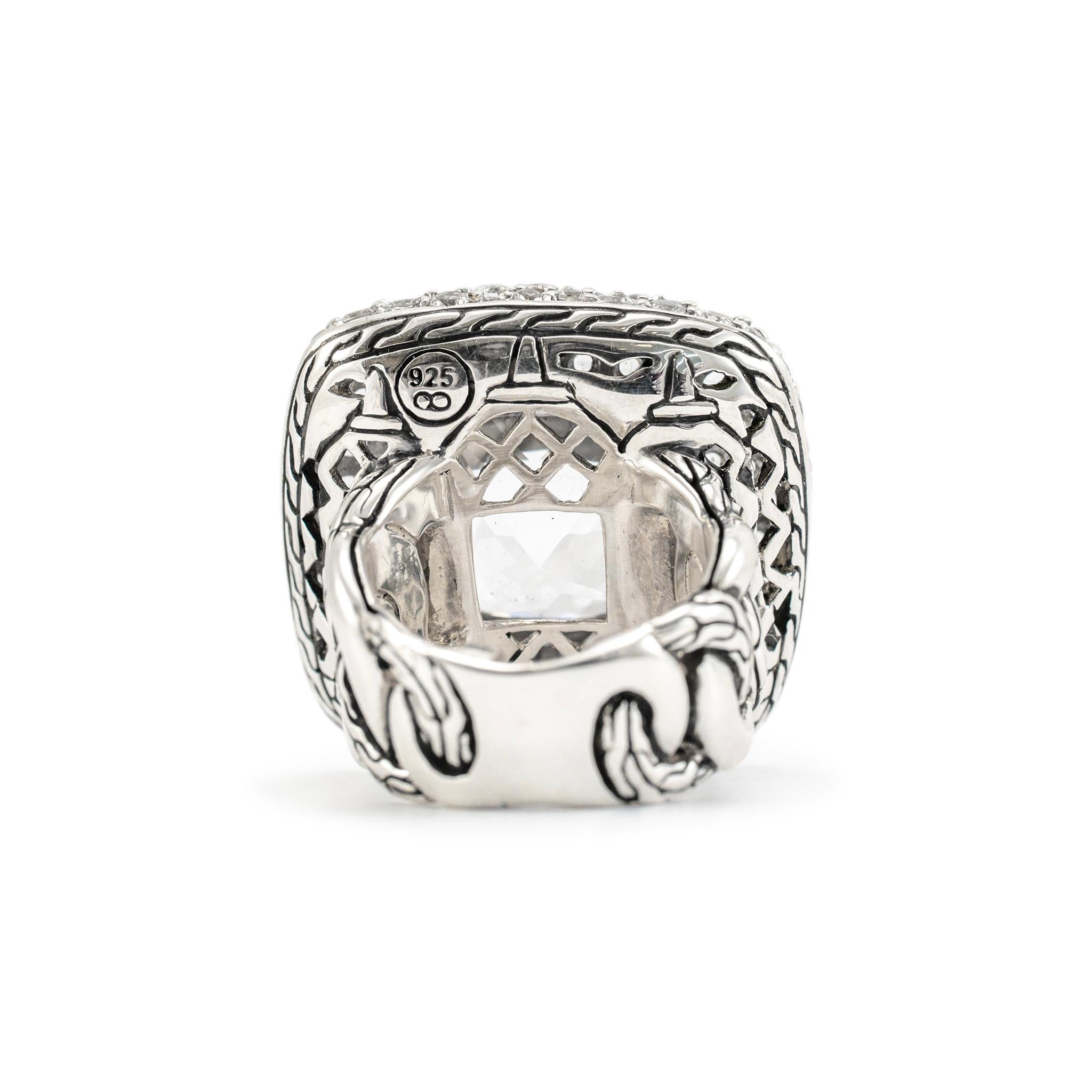 John Hardy, bague cocktail Batu Klasik, topaze blanche vieillie en vente 1