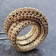John Hardy Ring Classic Chain Crossover Twisted Woven Domed 18k Gold Size 6.5