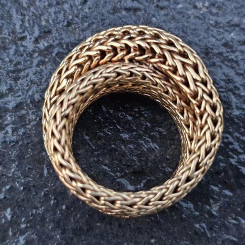 John Hardy Ring Classic Chain Crossover Twisted Woven Domed 18k Gold Size 6.5 For Sale 1