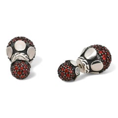 John Hardy Round Cut Ruby Stud Earrings 925 Sterling Silver