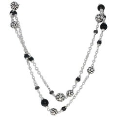 John Hardy Sapphire, Spinel, and Obsidian Dot Necklace Sterling Sautoir Station