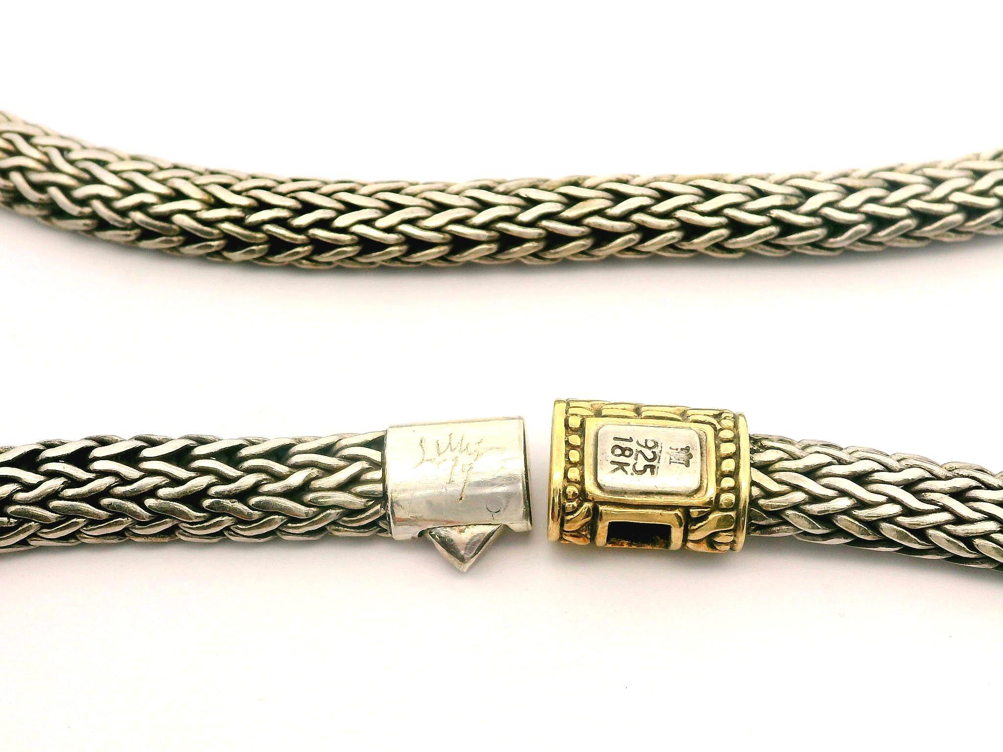 John Hardy Silver & 18k Gold Sapphire Slide Pendant on 16