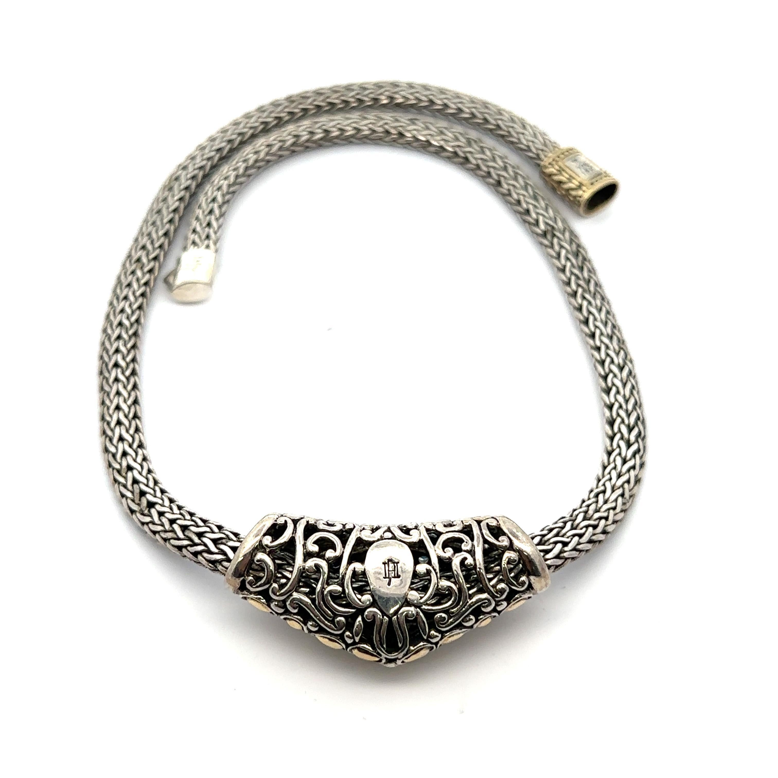 Women's John Hardy Silver & 18k Gold Sapphire Slide Pendant on 16