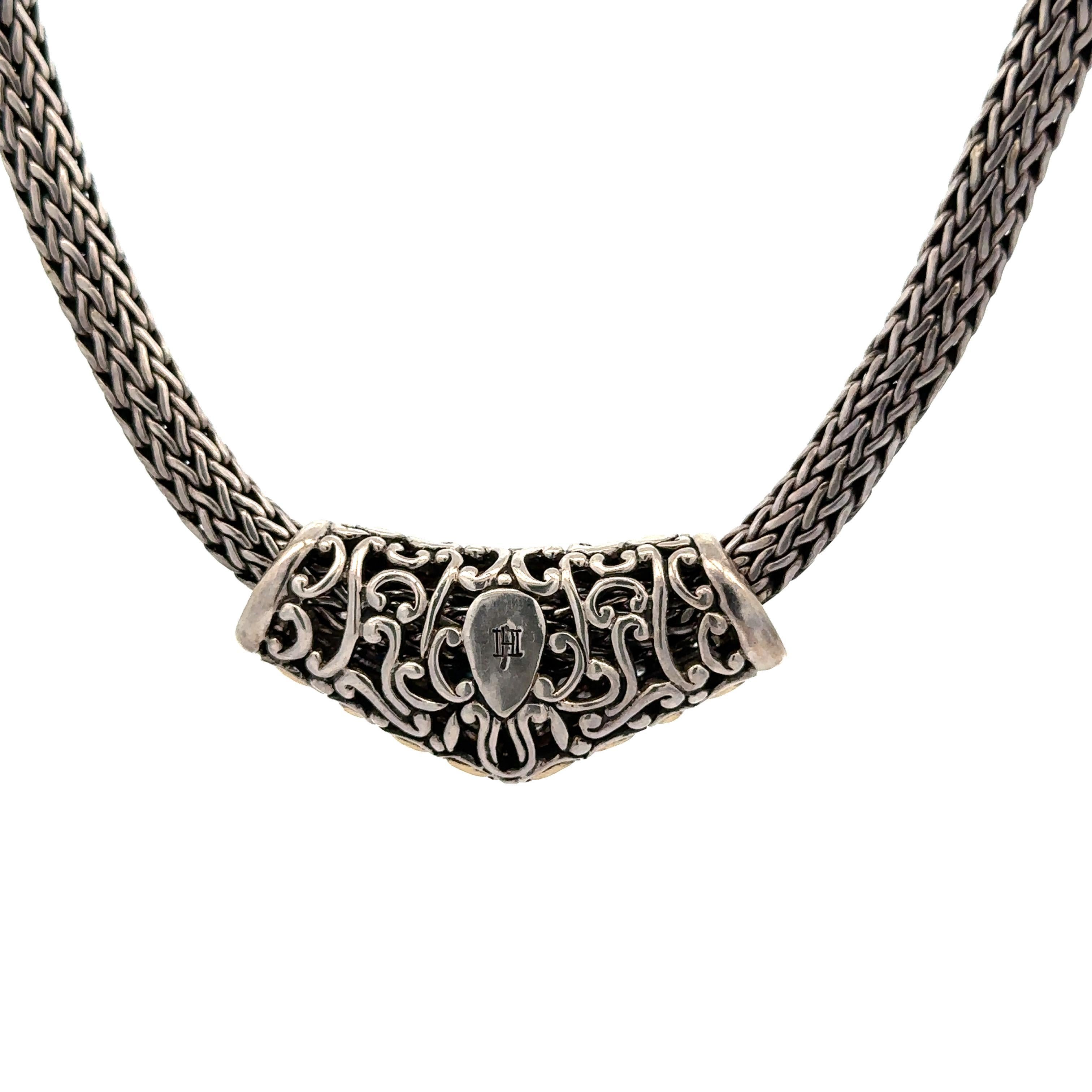John Hardy Silver & 18k Gold Sapphire Slide Pendant on 16