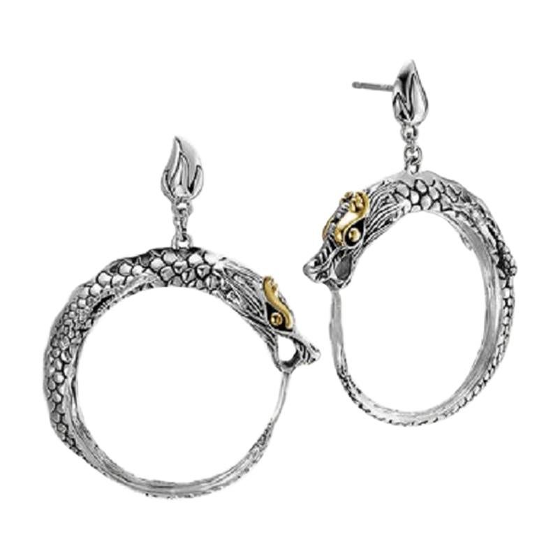 John Hardy Silver And 18 Karat Gold Dragon Earrings, EZ65522