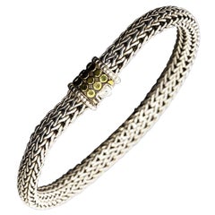 Used John Hardy Silver and Gold Jaisalmer Dot Woven Wheat Chain Bracelet