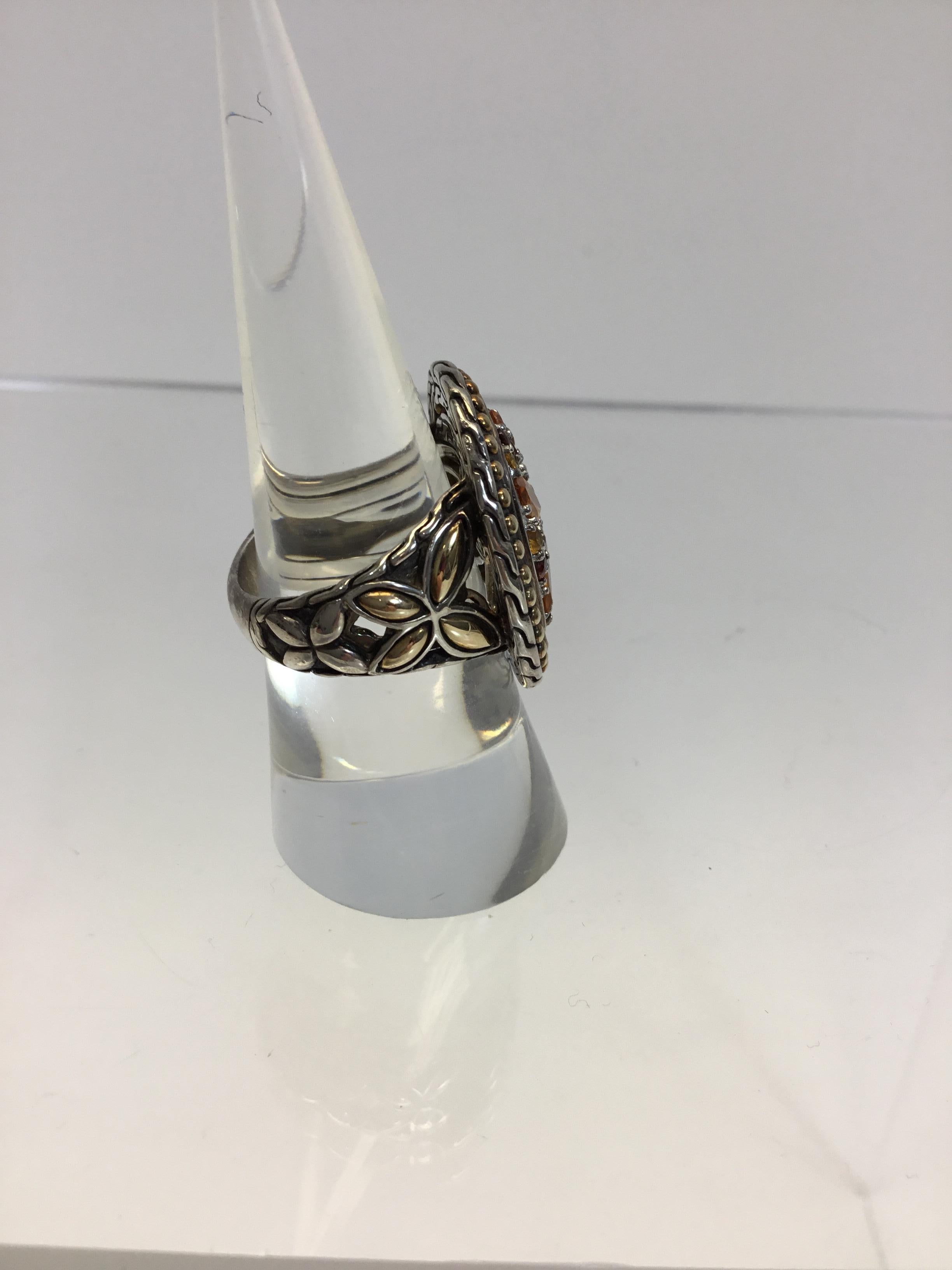 Women's John Hardy Silver and Gold Ring with Citrine For Sale