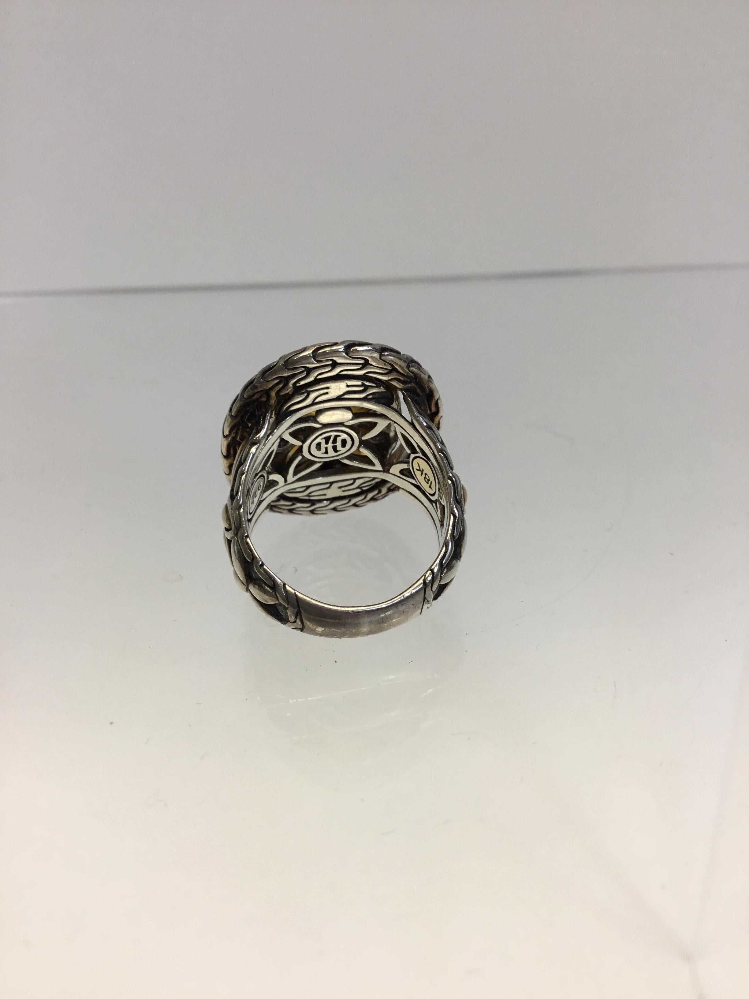 John Hardy Silver and Gold Ring with Citrine For Sale 1