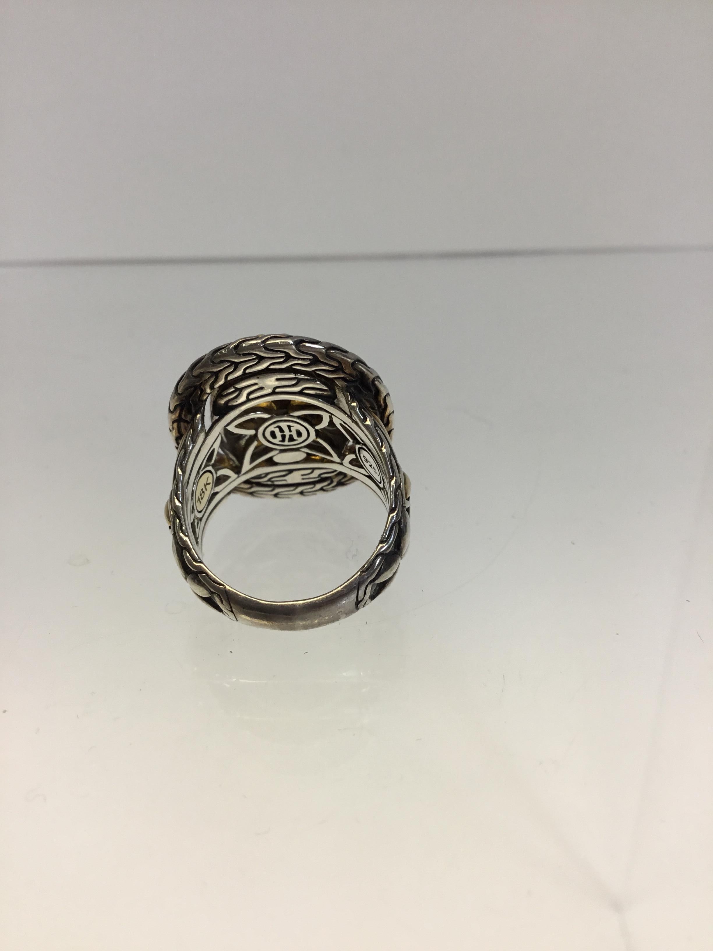 John Hardy Silver and Gold Ring with Citrine For Sale 2