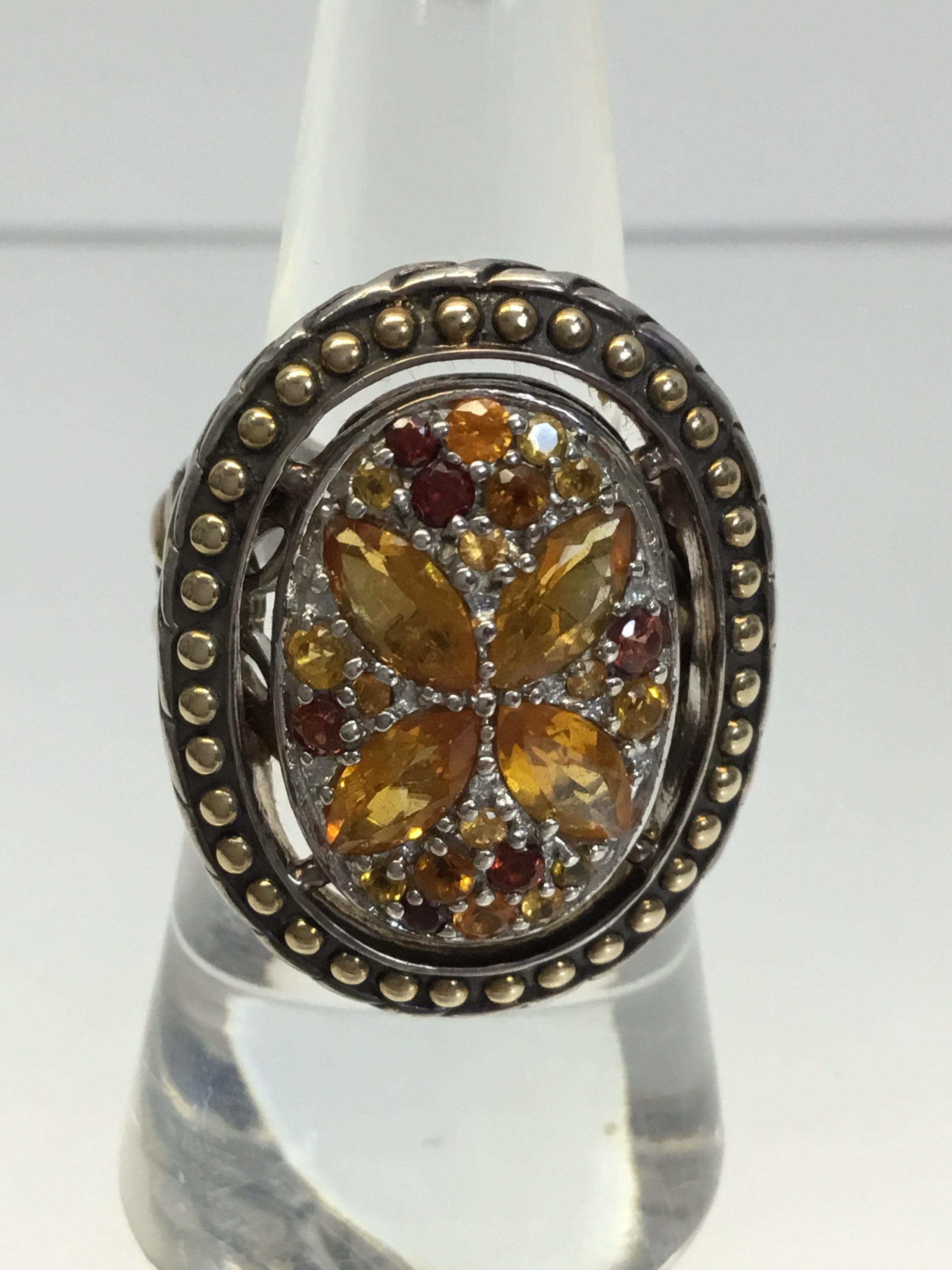John Hardy Silver and Gold Ring with Citrine For Sale 4