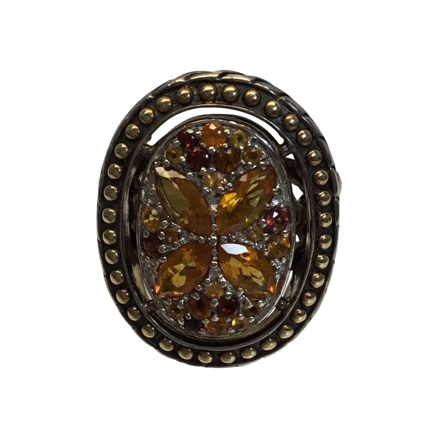 John Hardy Silver and Gold Ring with Citrine For Sale