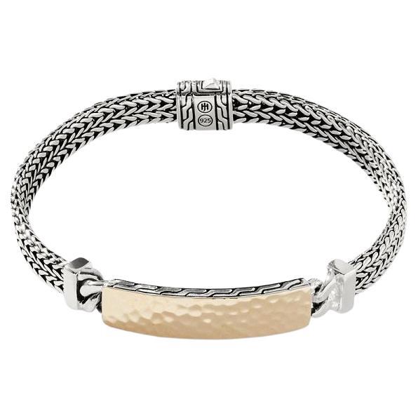 John Hardy Silver Chain Bracelet with Gold Hammered Station BUZ900716XUL For Sale
