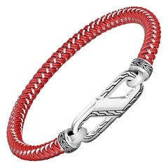 John Hardy Silbernes Herrenarmband mit roter Stahlkordel BM900287RD