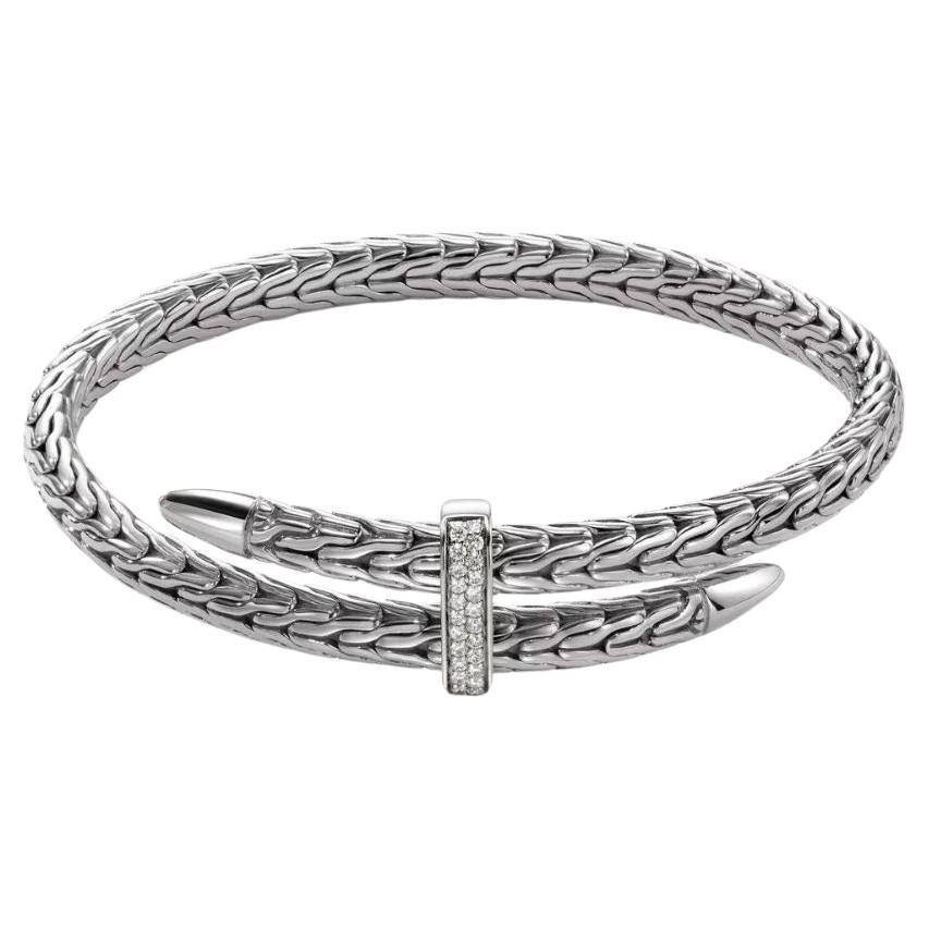 John Hardy Spear Pave Flex Cuff Bracelet CBP9011072DIXM-L  For Sale