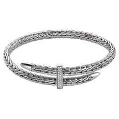 Used John Hardy Spear Pave Flex Cuff Bracelet CBP9011072DIXM-L 