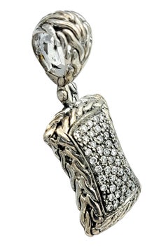 John Hardy Squared Diamond Pendant in Sterling Silver and 18 Karat Yellow Gold