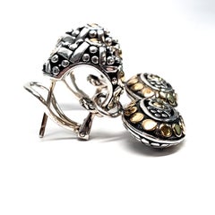 John Hardy Sterling Silver Jaisalmer Dot Collection Oval Dangle Hoop Earrings