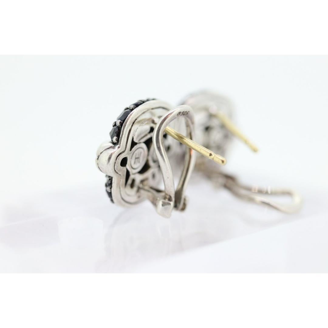 Orecchini con diamanti in argento e oro 18 carati di John Hardy. John Hardy Pave con diamante Black in vendita 2