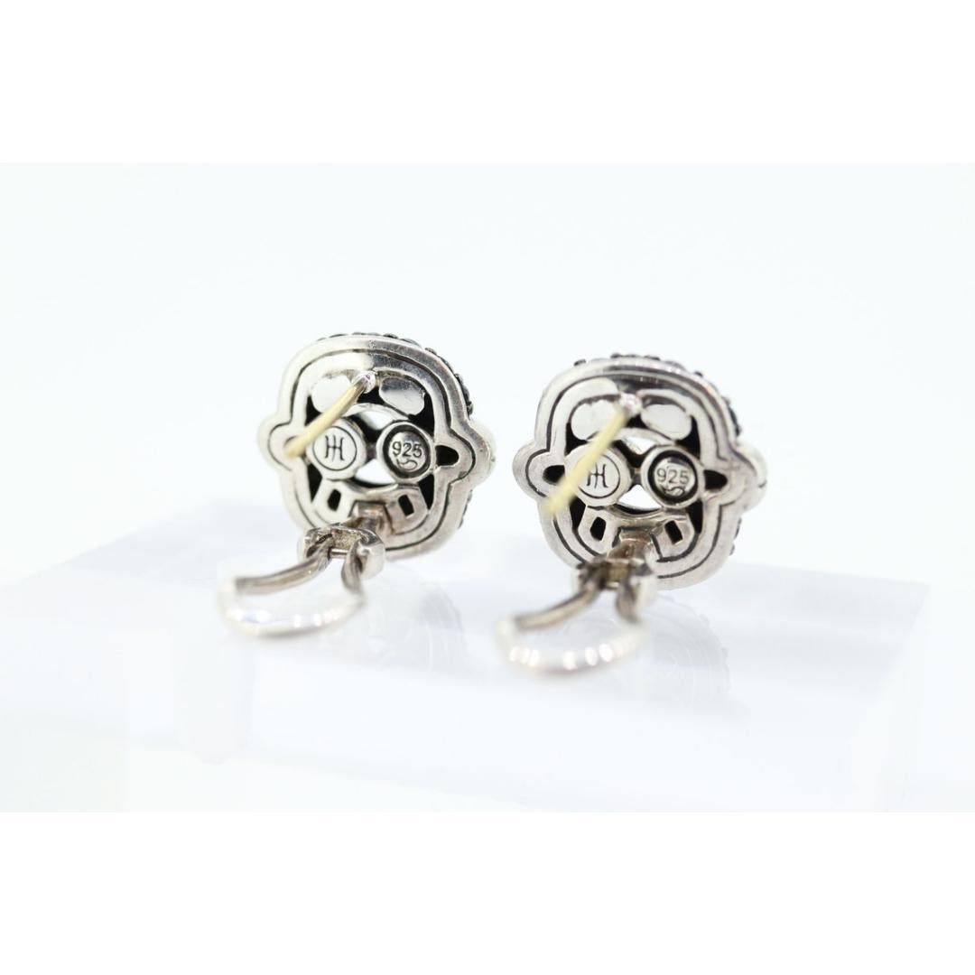 Orecchini con diamanti in argento e oro 18 carati di John Hardy. John Hardy Pave con diamante Black in vendita 4