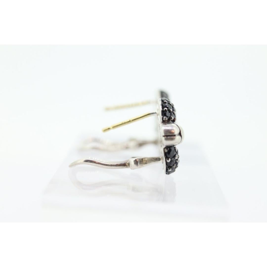 Orecchini con diamanti in argento e oro 18 carati di John Hardy. John Hardy Pave con diamante Black in vendita 5