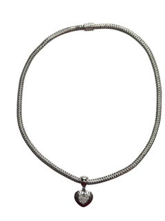 John Hardy Sterling and 18K Yellow Gold Diamond Heart Pendant Necklace #25232