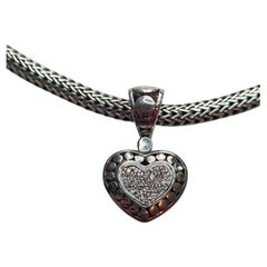 John Hardy Sterling and 18K Yellow Gold Diamond Heart Pendant Necklace #25232
