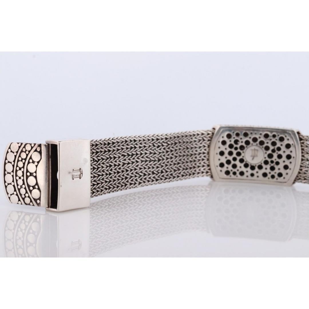 John Hardy Sterling Black Silver Sapphire Bracelet. John Hardy Pebble Pave Dot For Sale 1