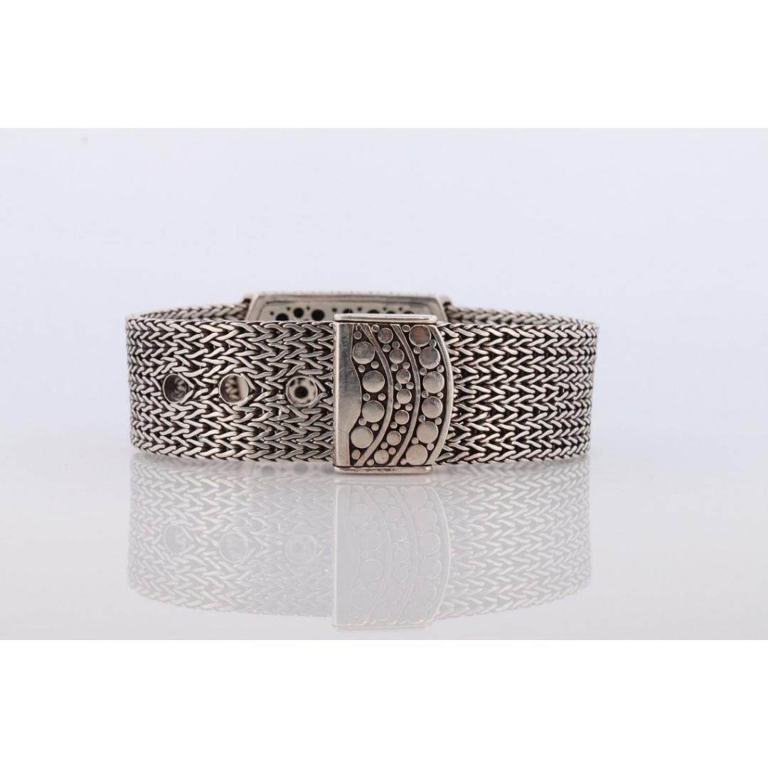 John Hardy Sterling Black Silver Sapphire Bracelet. John Hardy Pebble Pave Dot For Sale 2