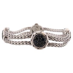 John Hardy Sterling Black Silver Sapphire Bracelet. John Hardy Pebble Pave Dot