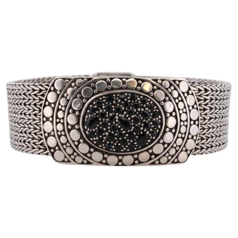 John Hardy Sterling Black Silver Sapphire Bracelet. John Hardy Pebble Pave Dot