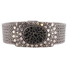 John Hardy Sterling Black Silver Sapphire Bracelet. John Hardy Pebble Pave Dot