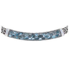 John Hardy Sterling Blue Topaz and Zircon Necklace, 925 Classic Chain