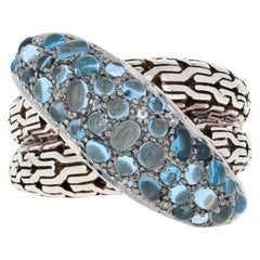 John Hardy Sterling Blue Topaz and Zircon Ring, 925 Classic Chain Crossover