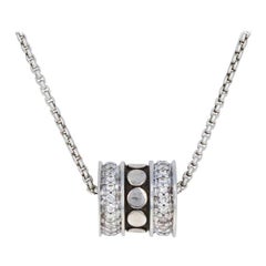 John Hardy Sterling Diamond Roller Pendant Necklace, 925 Dot Adjustable