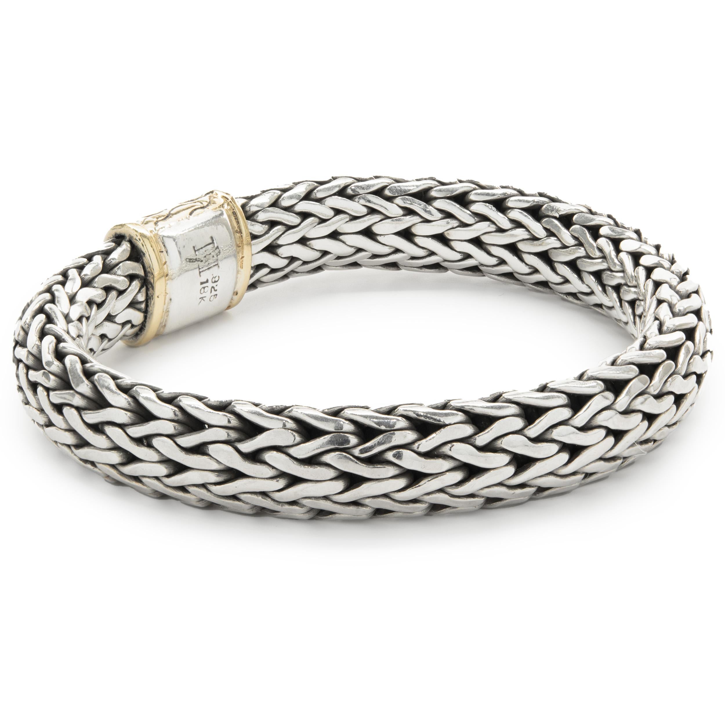 Designer: John Hardy
Material: Sterling Silver / 18K yellow gold
Dimensions: chain measures 8-inches in length
Weight: 75.80 grams