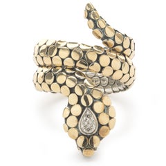 John Hardy Sterling Silver & 18 Karat Yellow Gold Dot Collection Snake Wrap Ring