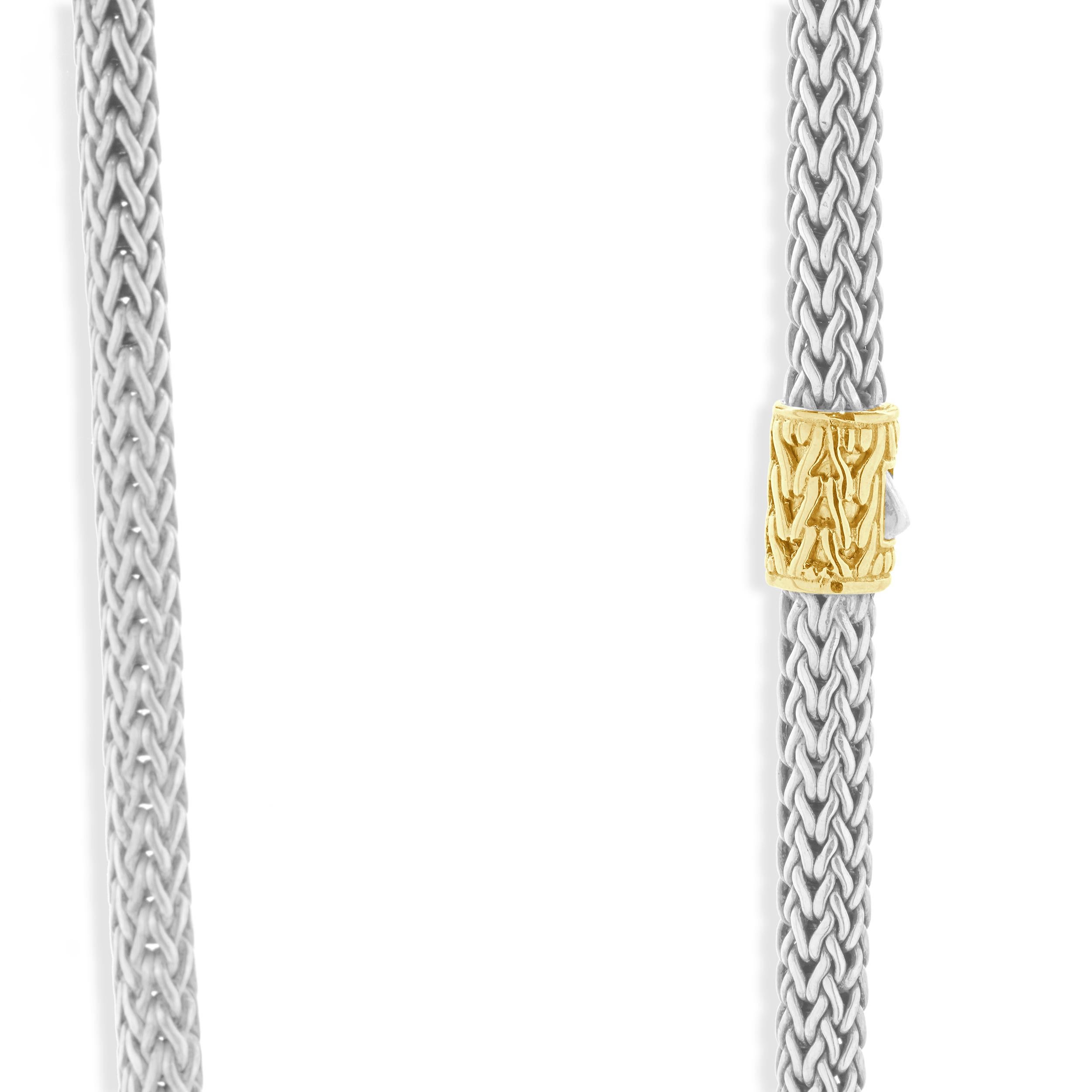 John Hardy Collana in argento sterling e oro giallo 18 carati con granato Dot Dot Collectional In condizioni ottime in vendita a Scottsdale, AZ