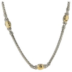 John Hardy Sterling Silver & 18 Karat Yellow Gold Hammered Station Necklace