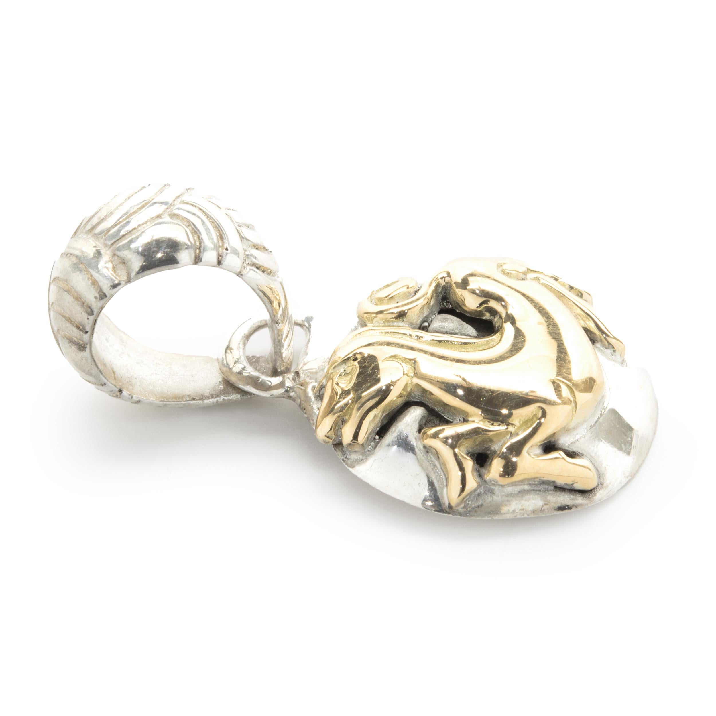 John Hardy Sterling Silver & 18 Karat Yellow Gold Horse Pendant In Excellent Condition In Scottsdale, AZ