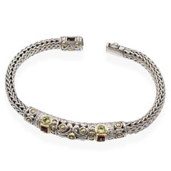 John Hardy Bracciale a catena classico in argento sterling e oro 18k con ametista e peridoto